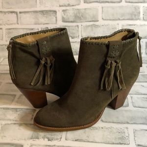 Jack Rogers army green ankle boot w tassel detail